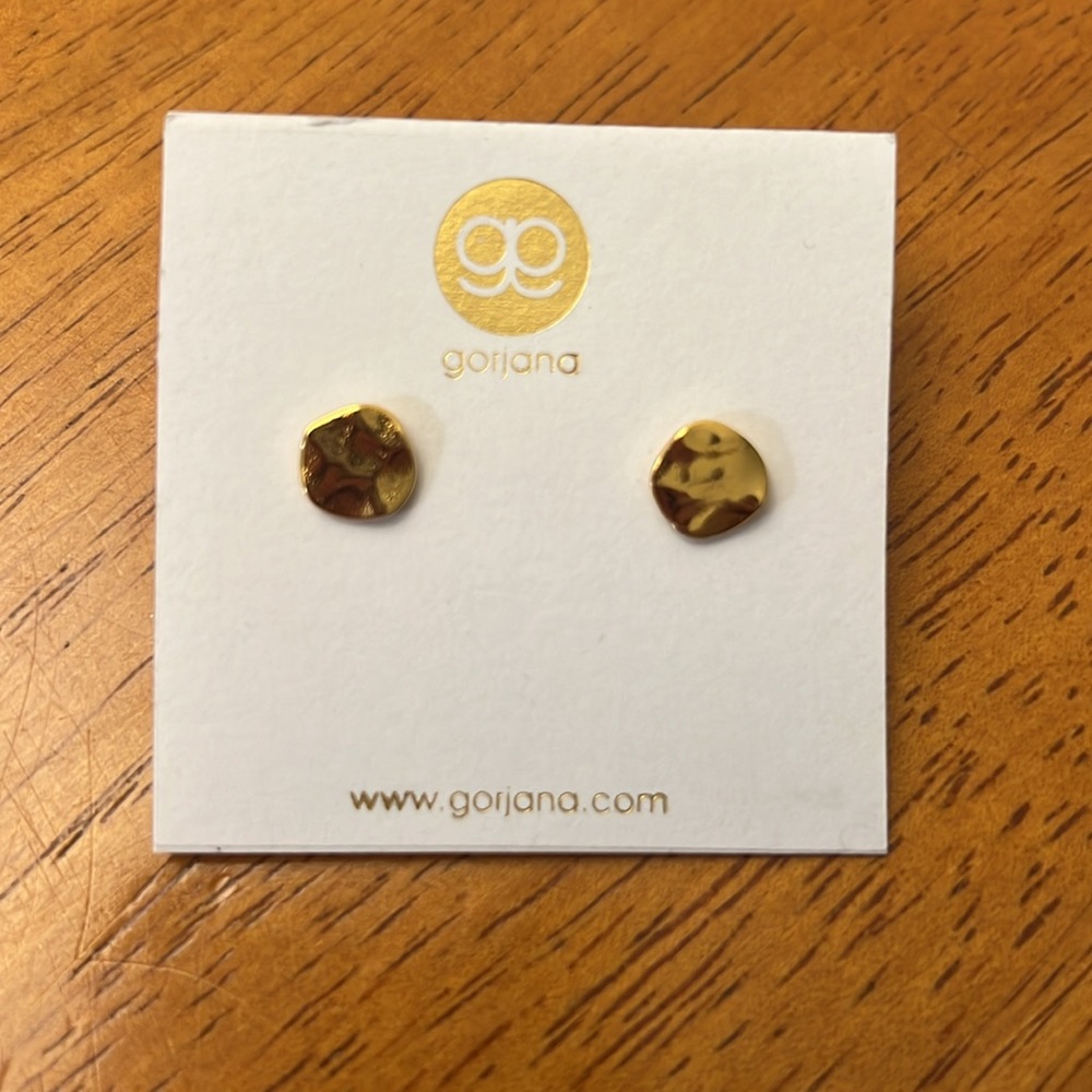 Gorjana 14k Gold Studs. 
Hammered/Textured to Shimmer.